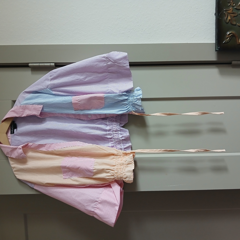 Striped Pastel Button-Up Blouse
